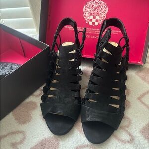 Vince Camuto Black Open Toe Strappy Heels 8.5